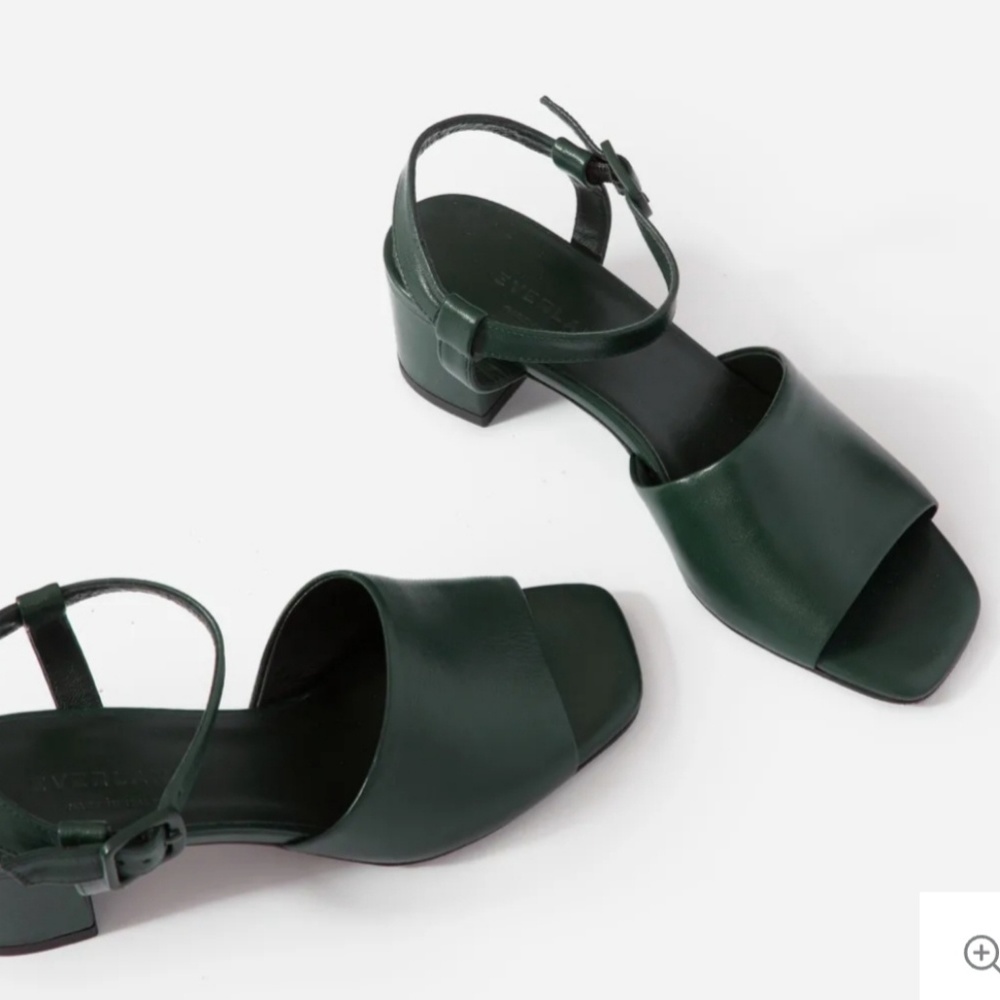 Everlane Block Heel Sandal in dark green